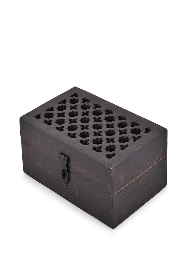 BHAVATU Mango Wood Decorative Wooden Box with Hinged Lid Ideal for Keepsakes, Trinkets, Jewelry and Other Stash (8" x 5" x 3") - Image 1